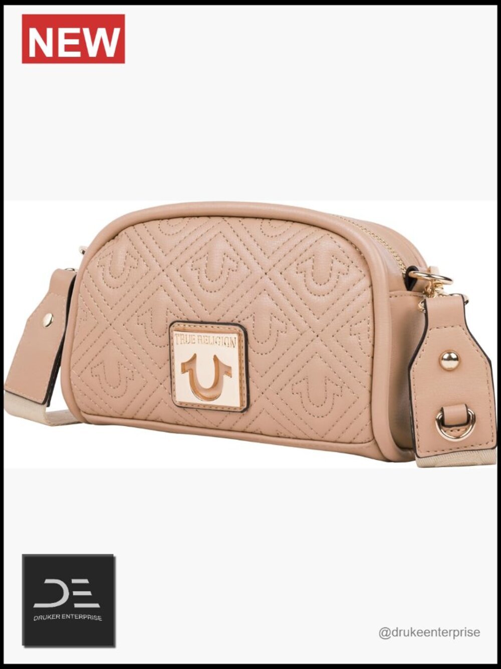 Quilted Crossbody Bag with Adjustable Strap, Structured PU Leather Purse